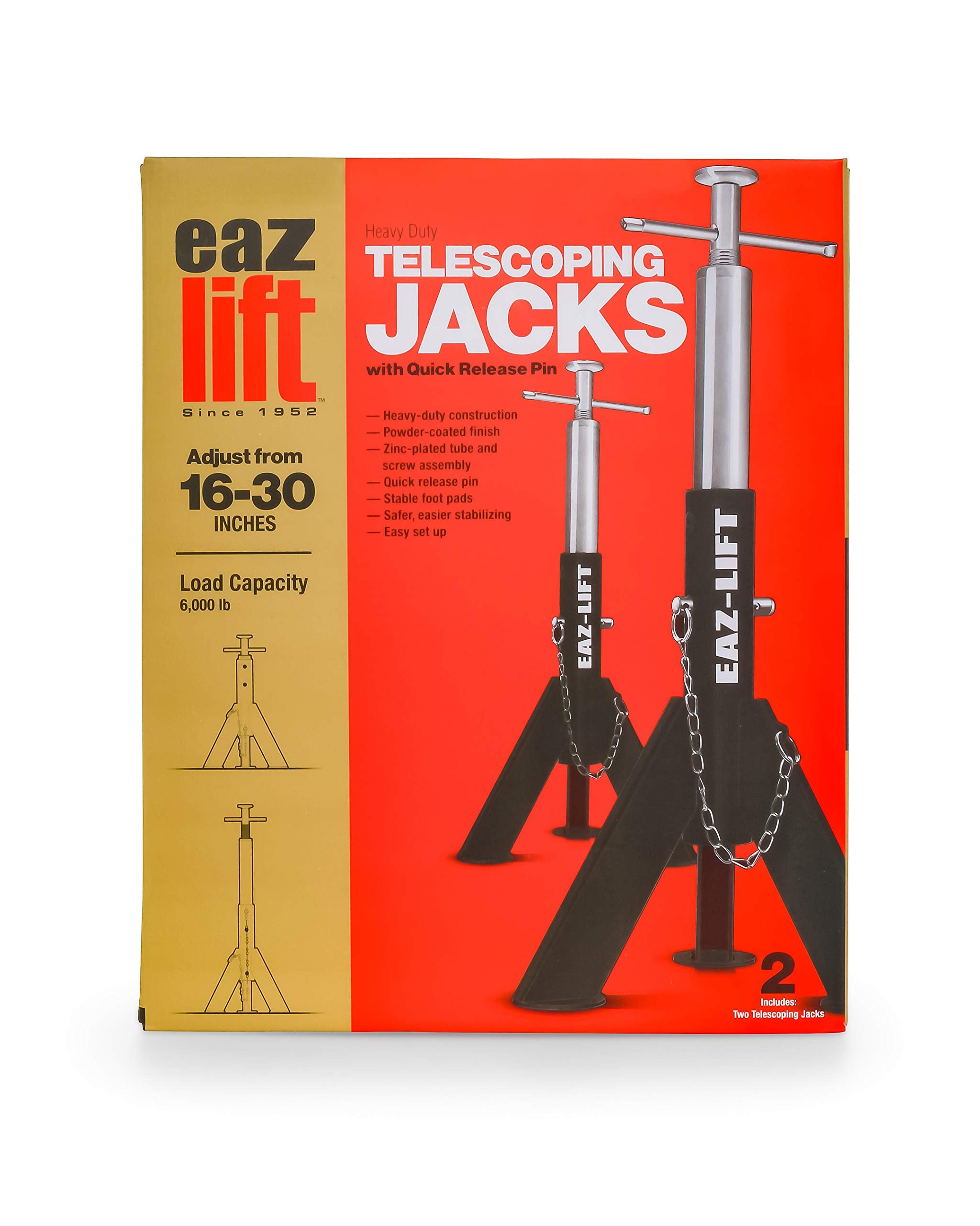 Eaz-Lift Camco telescopic RV jack set of two providing balanced support.