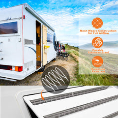Eazy2hD water heater vent screen protects RV appliance from debris.