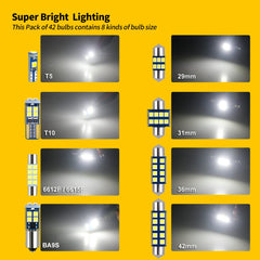 EBAIFUN 36mm festoon LED bulbs for trunk and door lights.