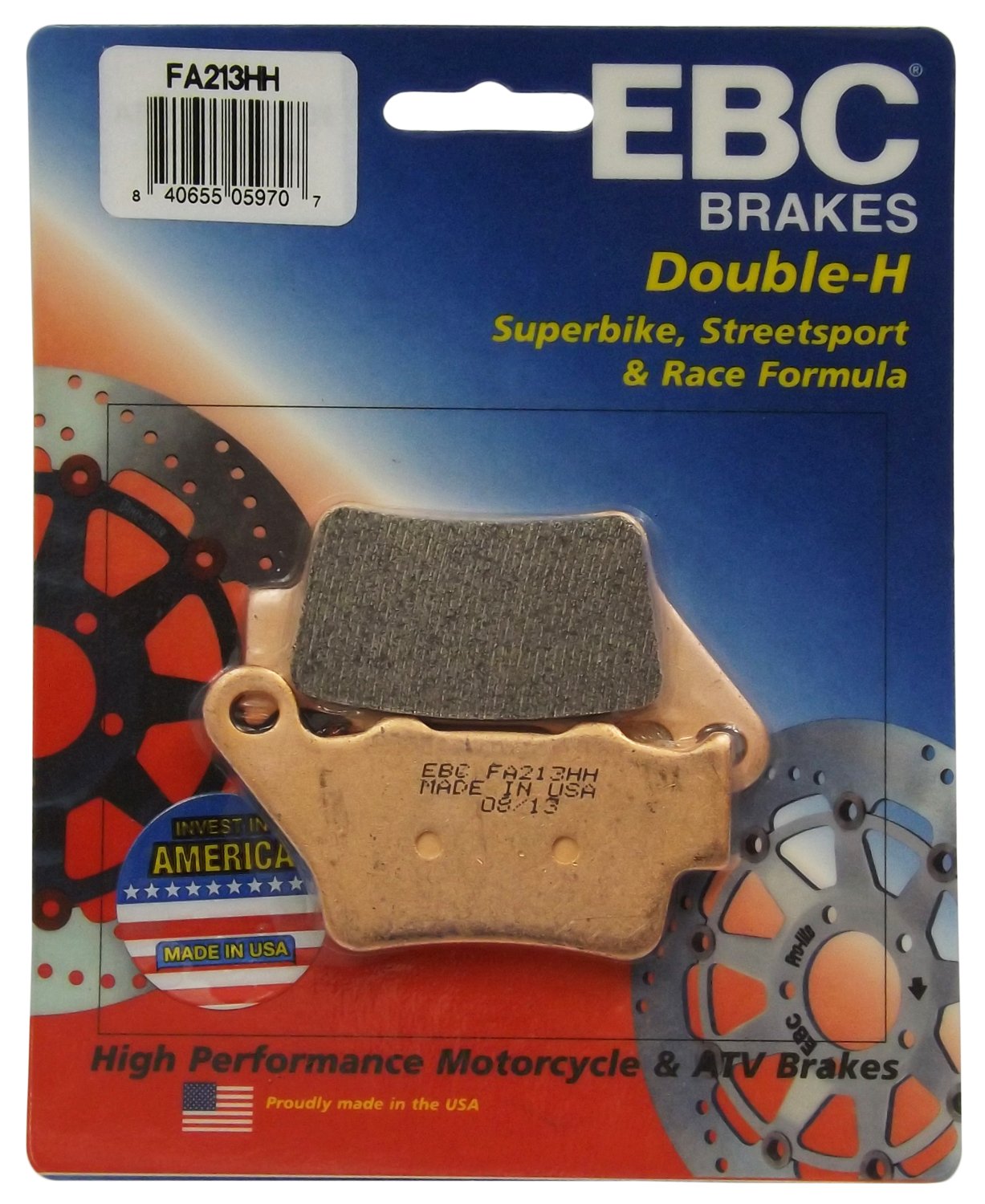 EBC FA-213HH front view brake pad showing sintered copper alloy for strong stopping power