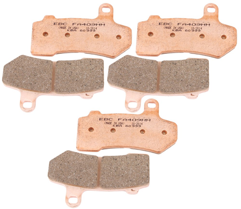 EBC EBPCK1027 front FA409HH brake pads kit for Harley; enhanced stopping power in dry and wet conditions.