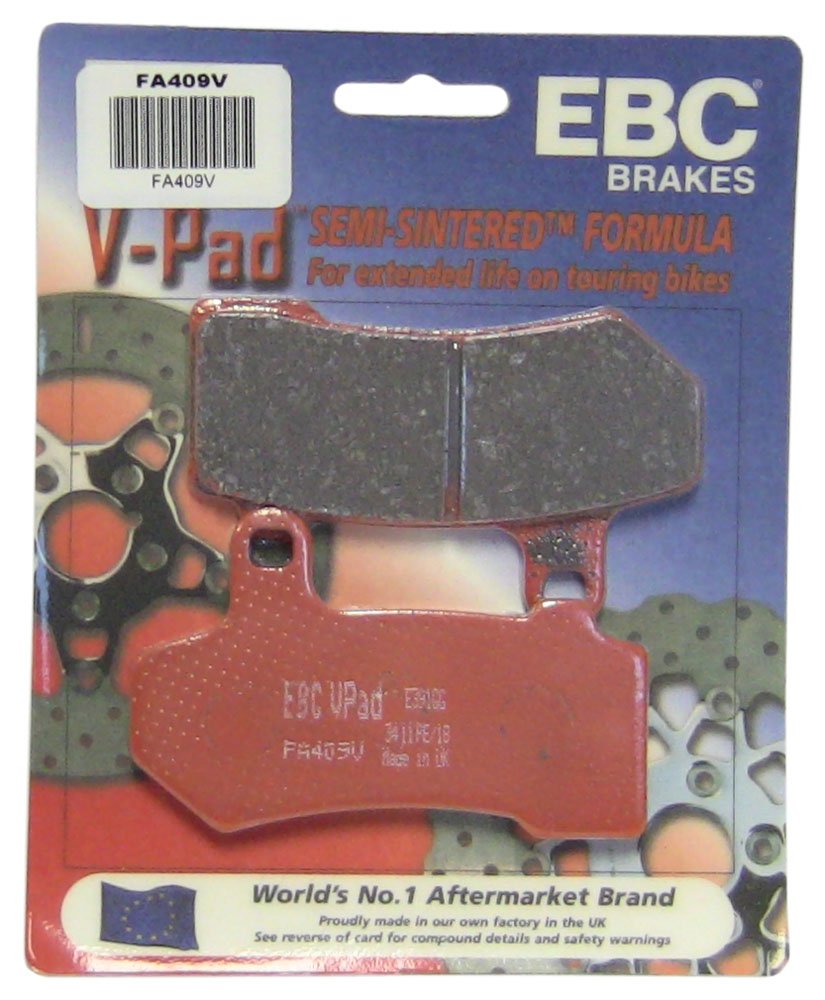 EBC FA409V disc brake pad front view with durable backing and clean seating.