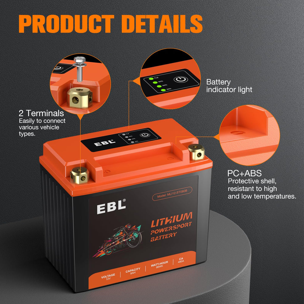 EBL terminal configuration with left negative, right positive
