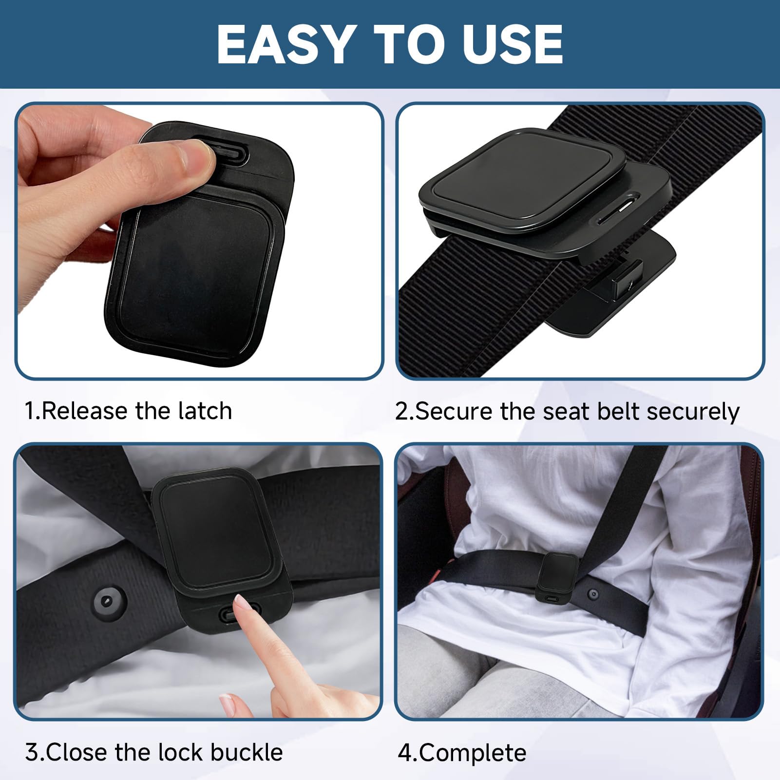 EBQOSK seat belt clip in car interior, keeping belts properly positioned