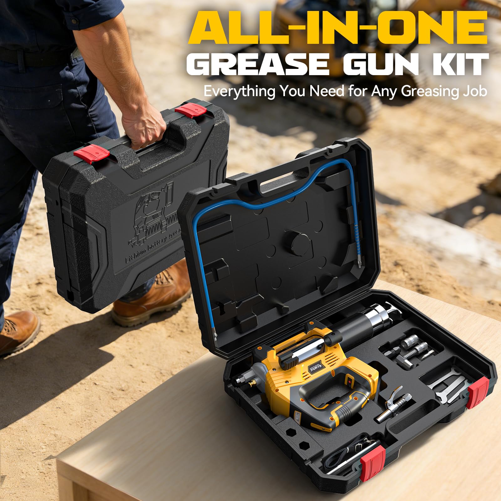 Ecarke carrying case keeps the kit organized on site.