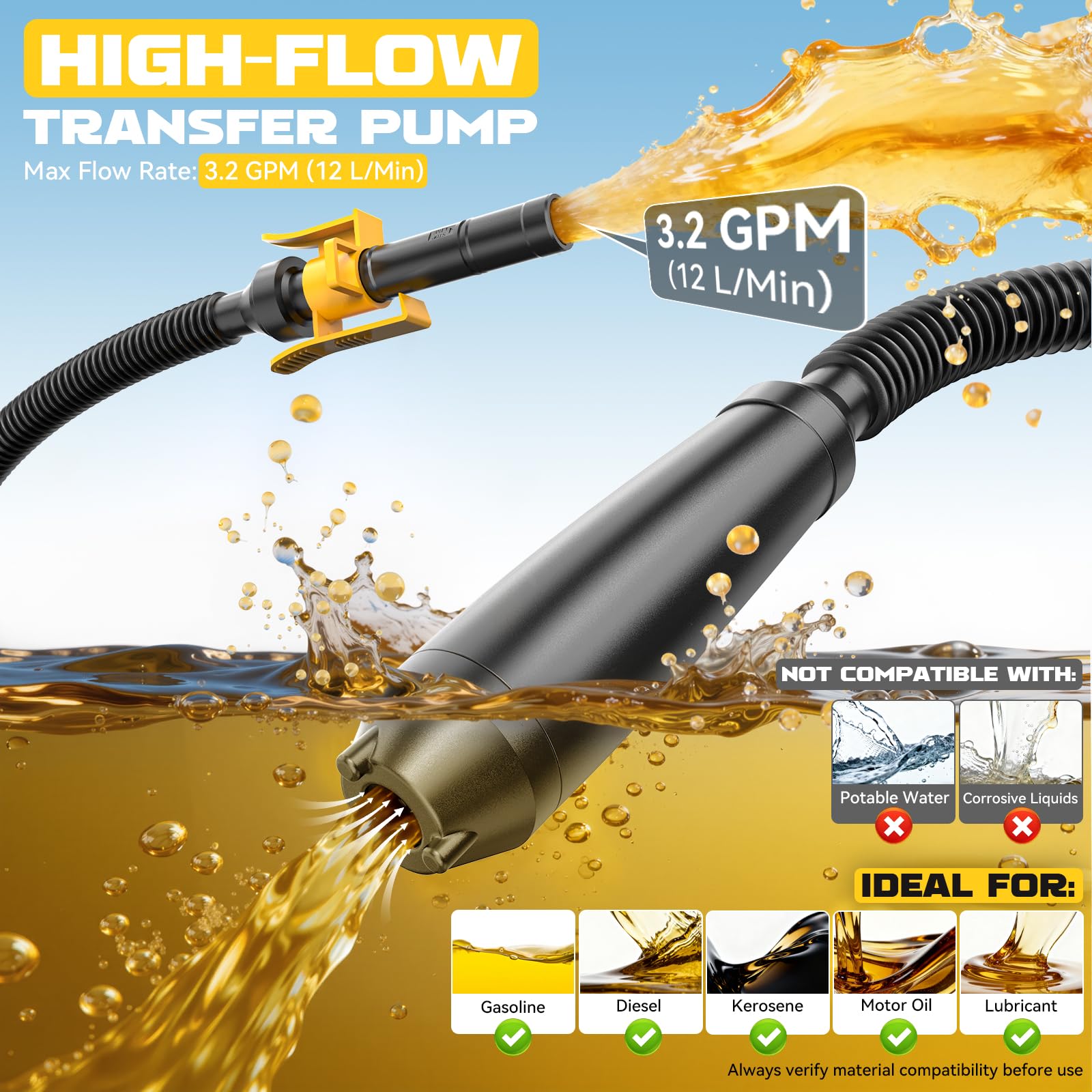 Ecarke cordless fuel transfer pump in use for quick refueling