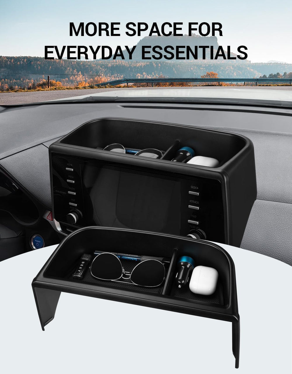 Ecarzo dash tray non-slip mat keeps items secure on rough roads