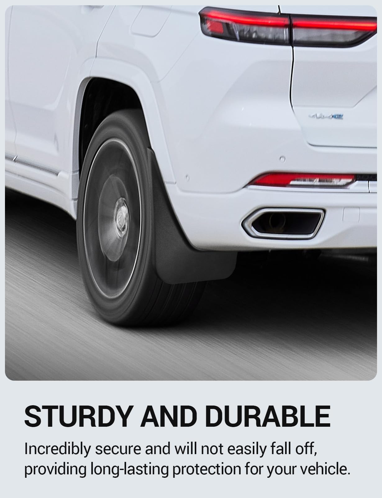 Ecarzo mud flaps ABS thermoplastic construction resists scratches and cracks
