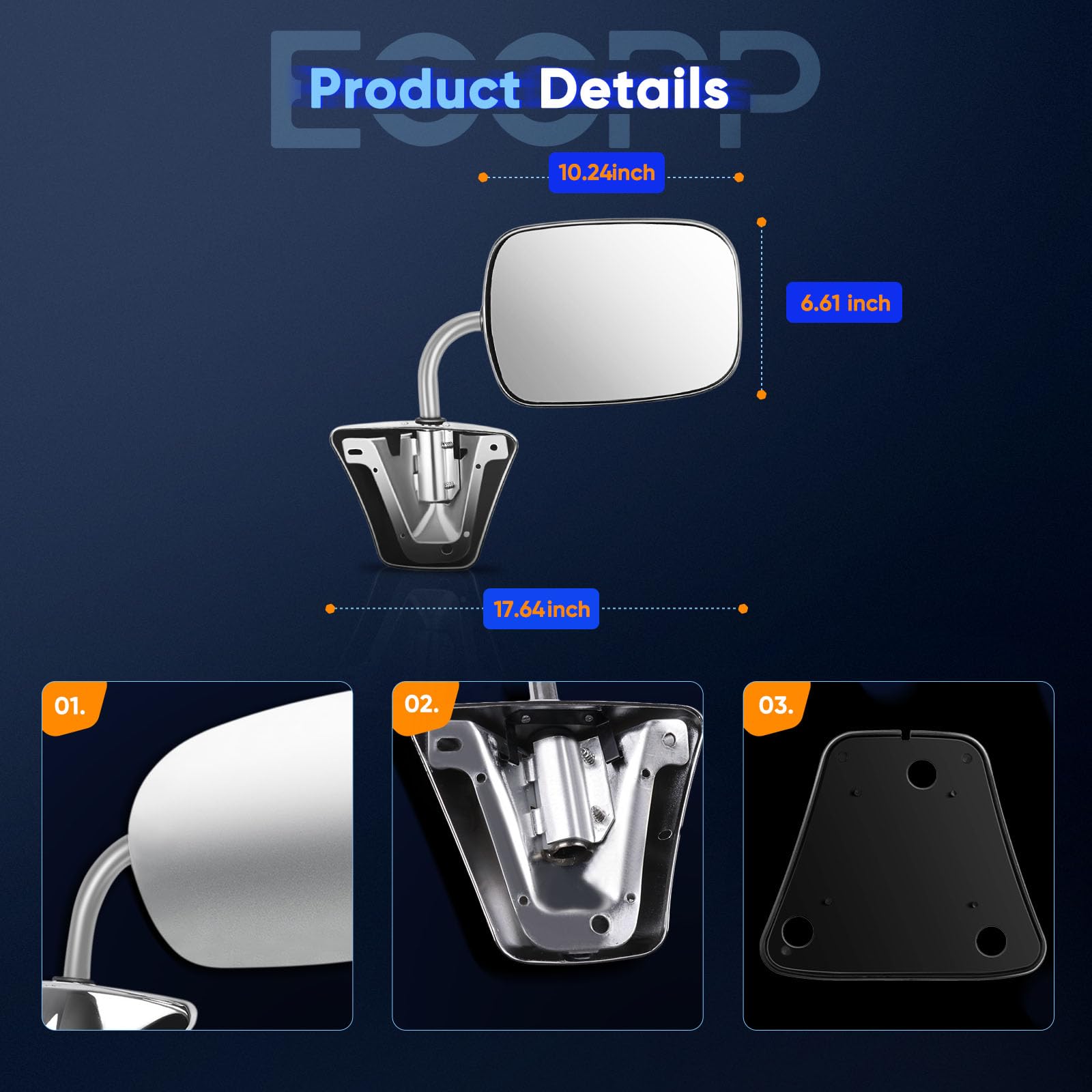 ECCPP C/K series pickup side-mirror mounting in chrome