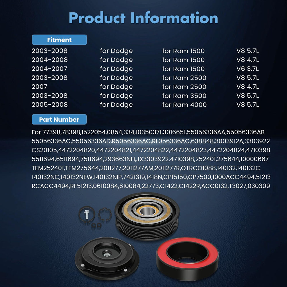 ECCPP A/C clutch kit side angle—stable performance for daily driving.