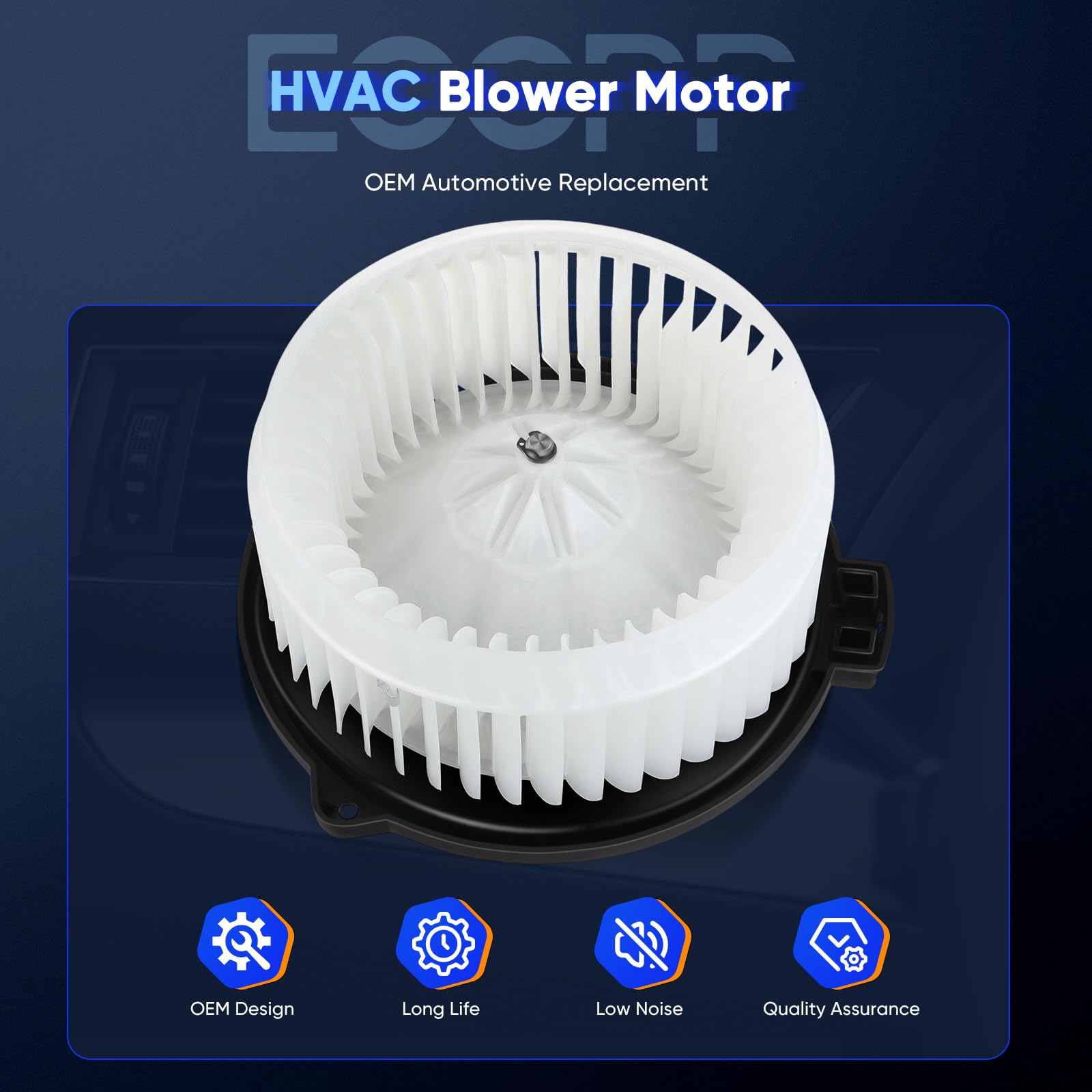 ECCPP AC blower motor compatibility chart confirms broad vehicle coverage for Acura and Honda models.
