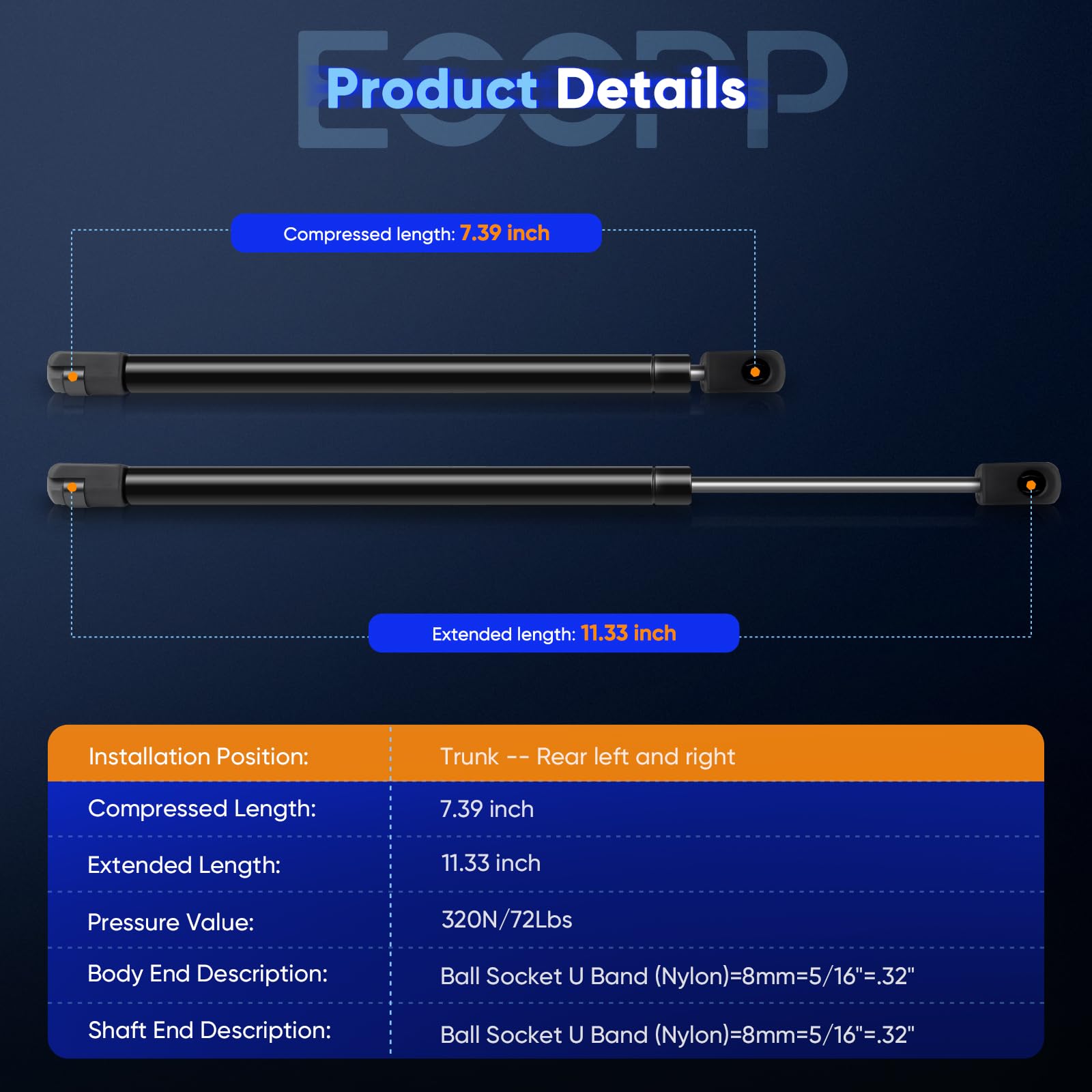 ECCPP Dodge Stratus lift support keeps tailgate reliably held open