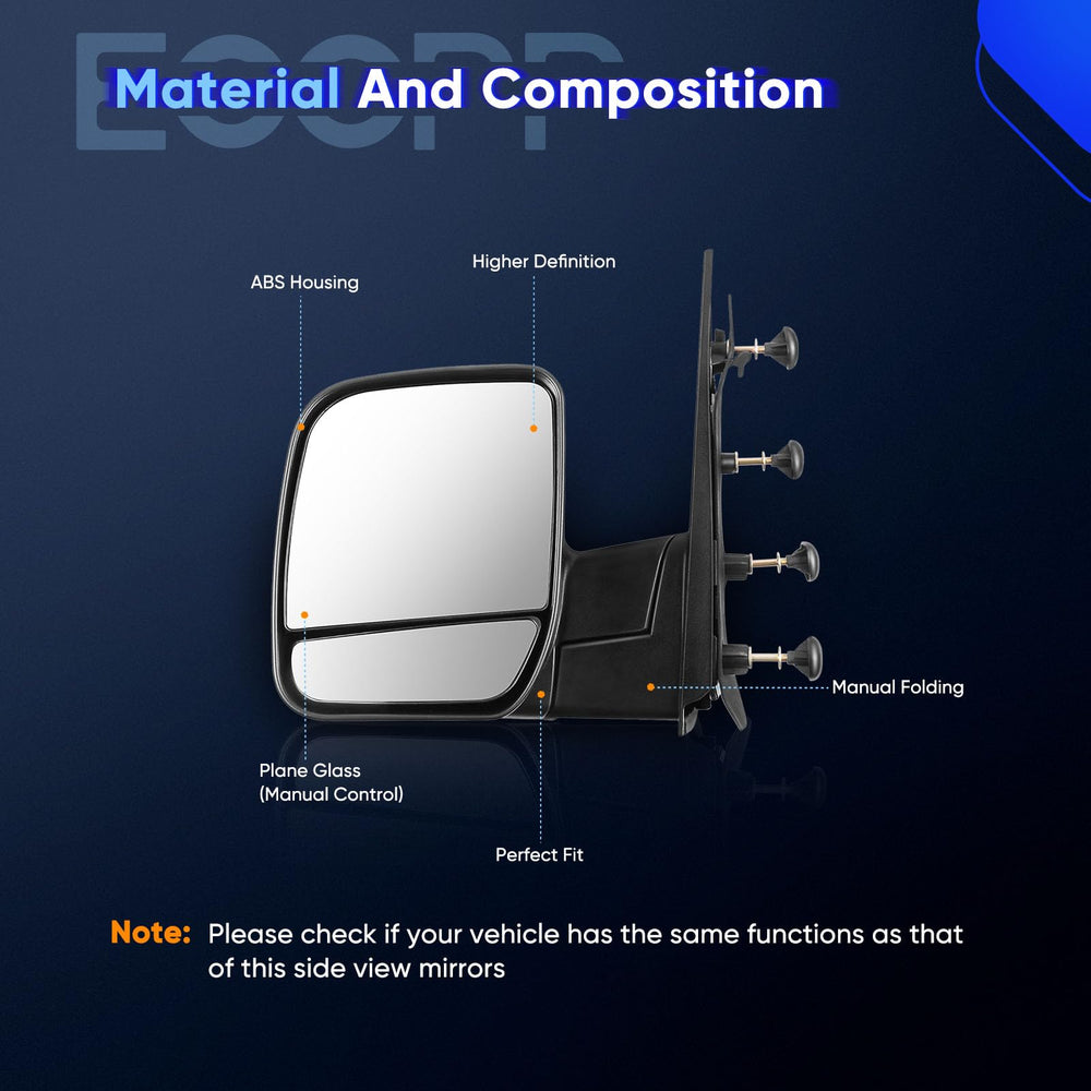 ECCPP driver-side mirror left rear-view for Ford E-series offers clear rear visibility.