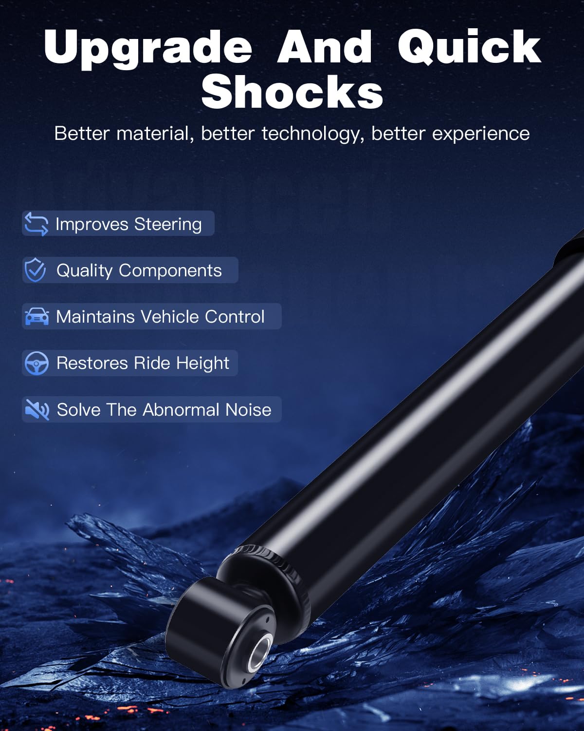 ECCPP Ford F-450 front shock assembly improves ride quality on rugged terrain.