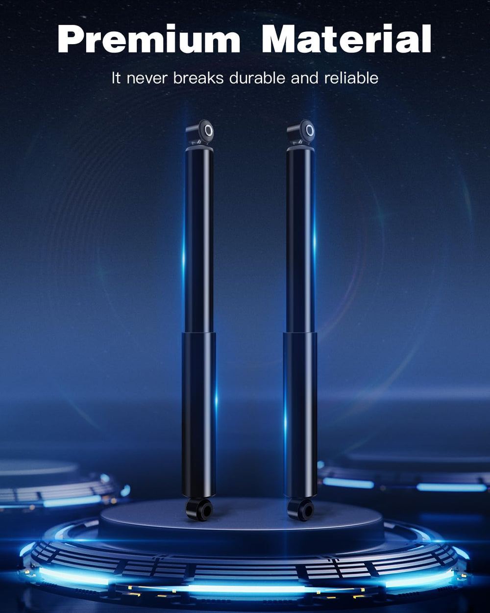 ECCPP front shock side-view showcasing twin-tube durable design.