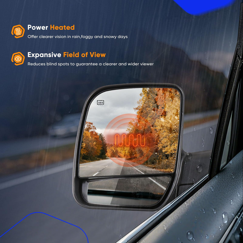 ECCPP heated left side mirror close-up – power function compatible with wiring.