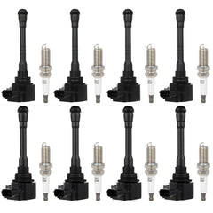 ECCPP ignition coil pack with eight iridium plugs, front view for Nissan Titan.