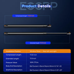 Pair of ECCPP gas springs providing reliable assist for rear hatch lifting.