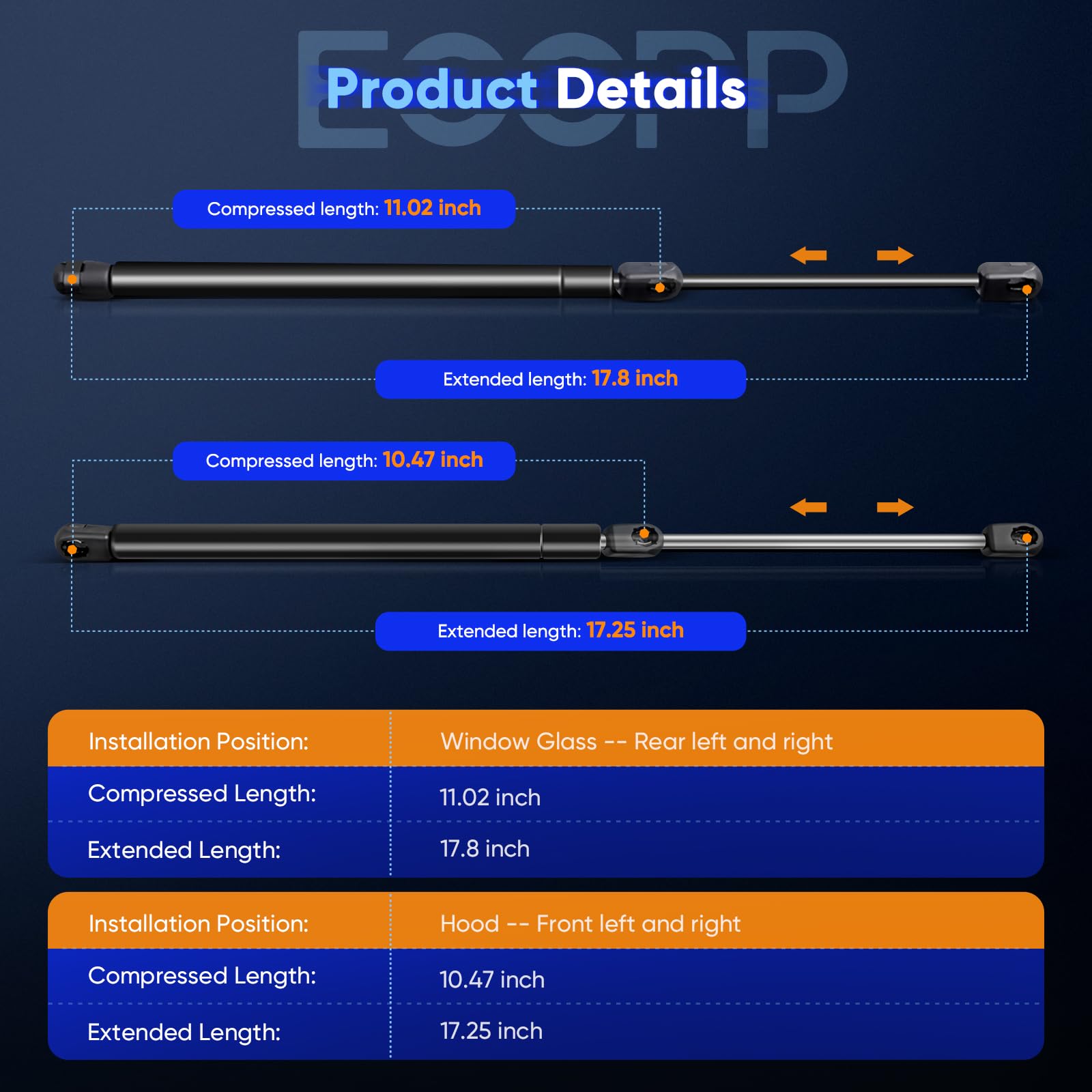 ECCPP rear window strut for Jeep Liberty provides steady tailgate support.