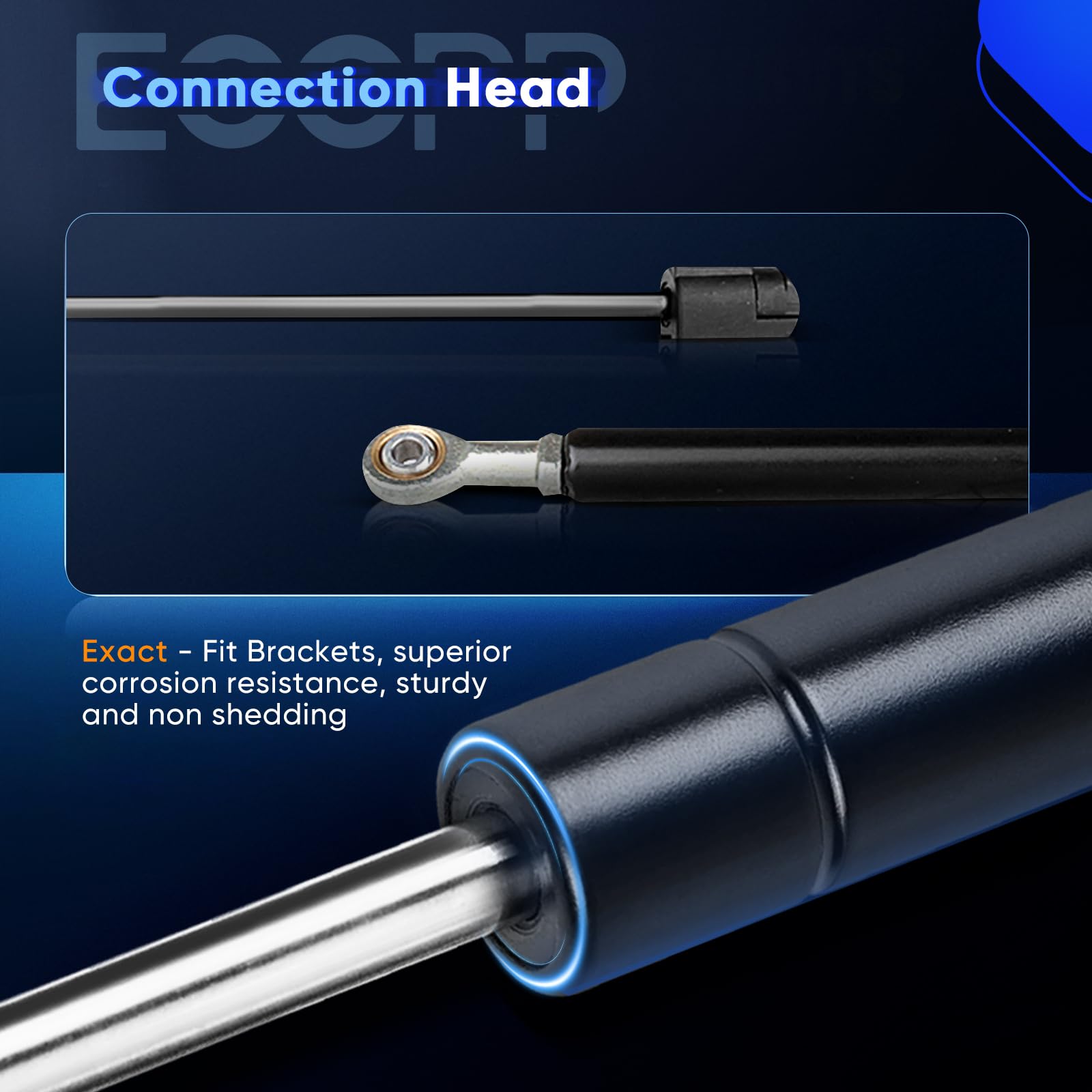 ECCPP gas spring close-up showing robust piston rod construction