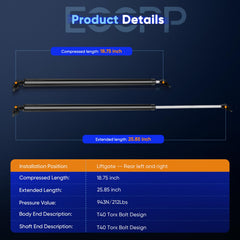 ECCPP rear liftgate lift support rod installed on a vehicle for smooth tailgate action