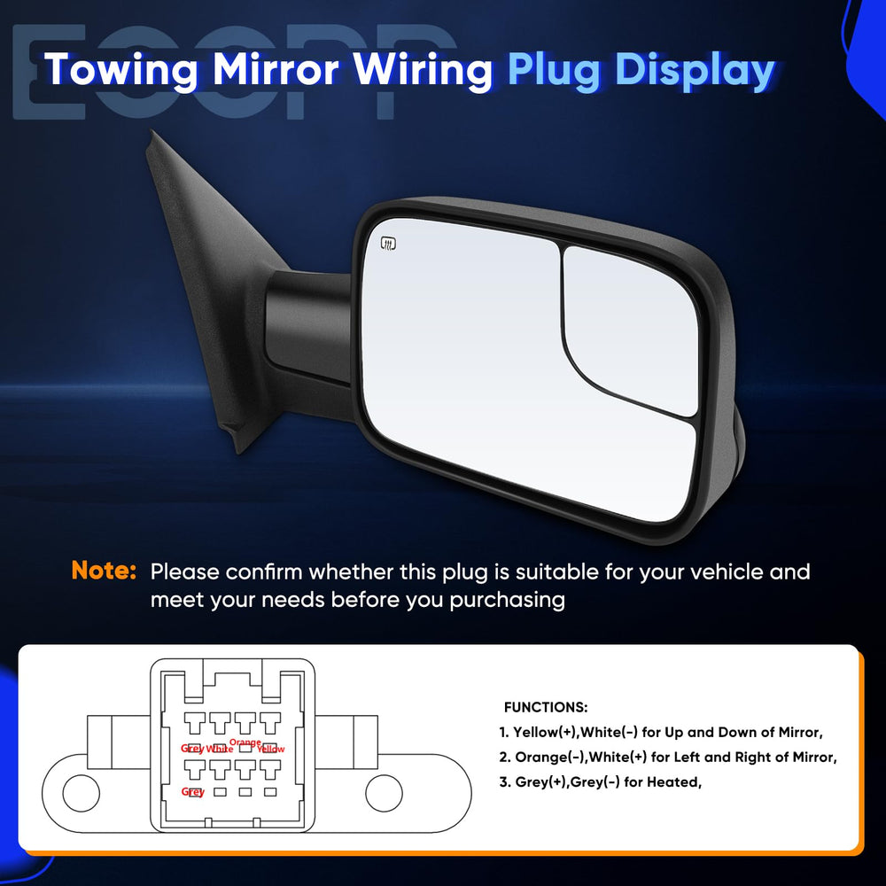 ECCPP towing mirrors manual folding helps park in tight spaces.