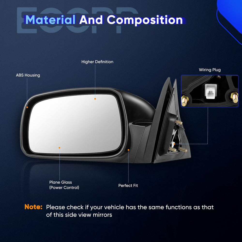 ECCPP Toyota Camry driver-side mirror close-up displays finish and fit