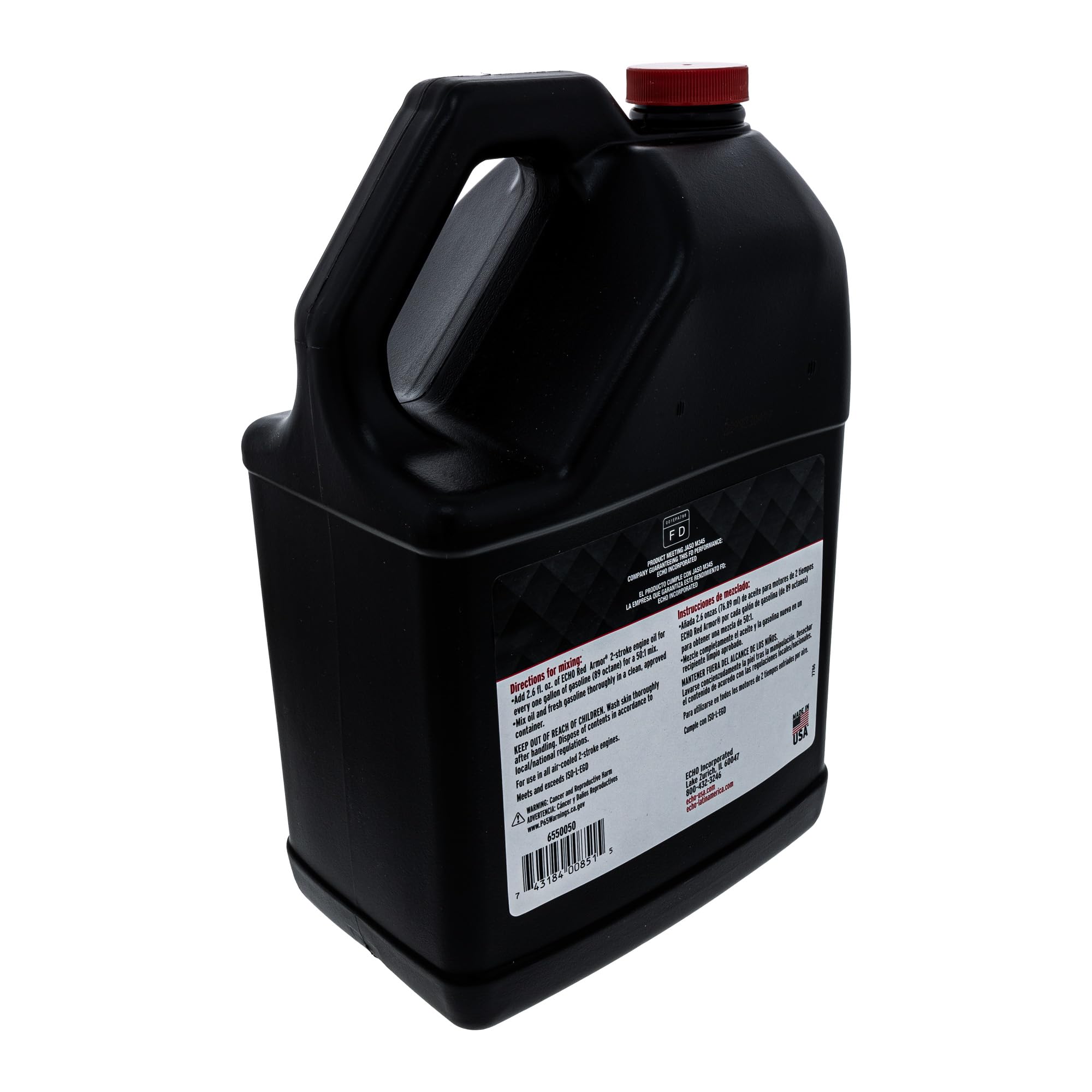 ECHO Red Armor sealed cap highlighting long shelf life in storage.