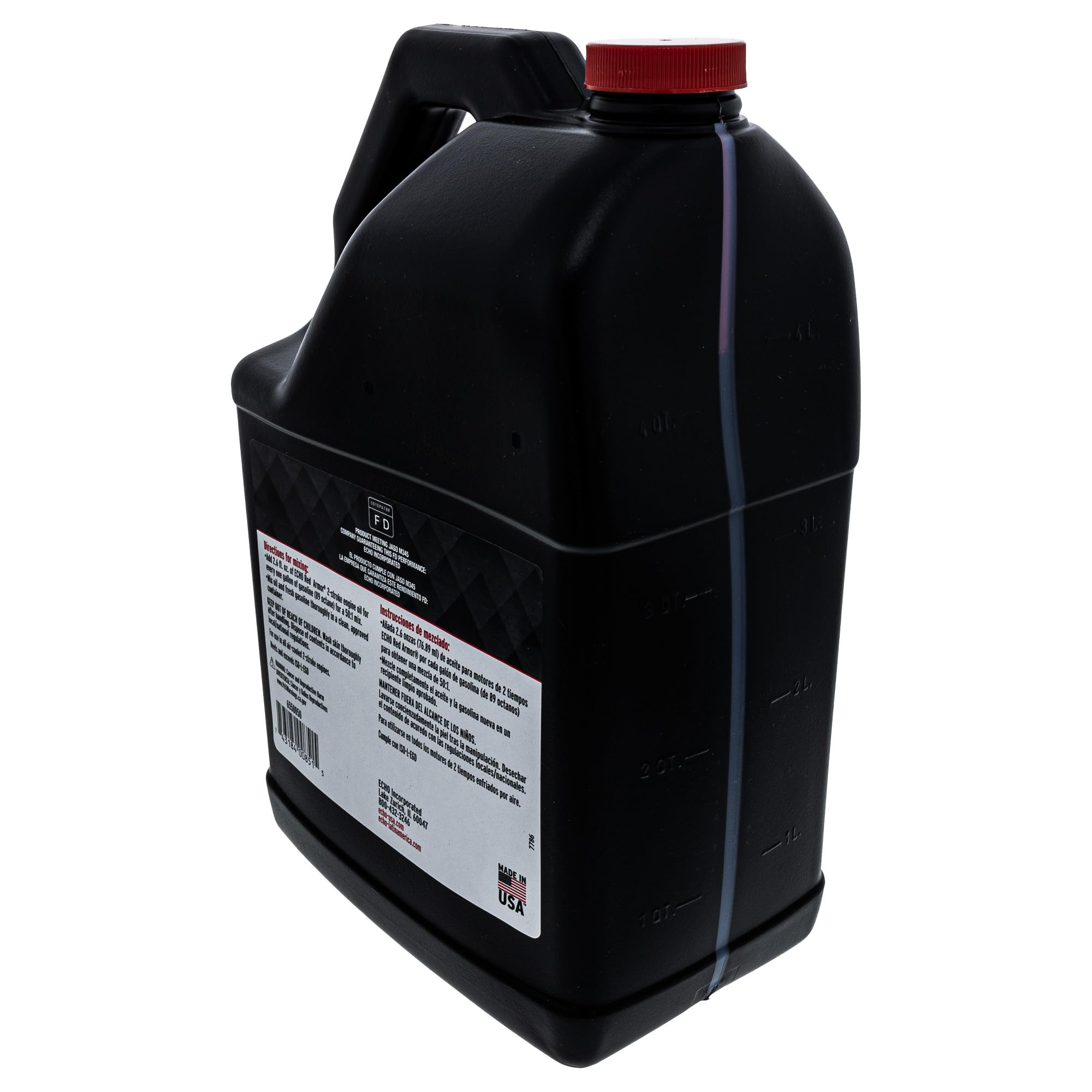 ECHO Red Armor bottle beside engine parts suggesting protective lubrication.