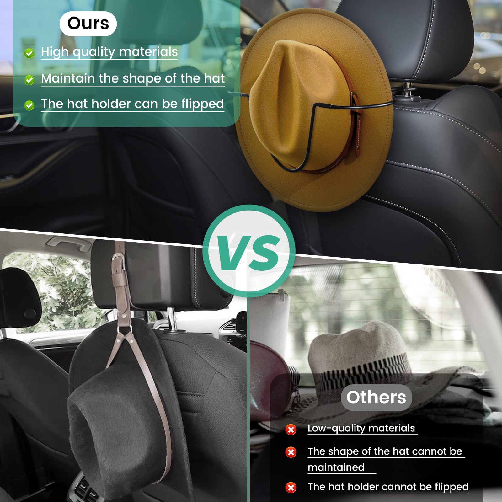 Eclatify anti tip grip securing hat crown during drive