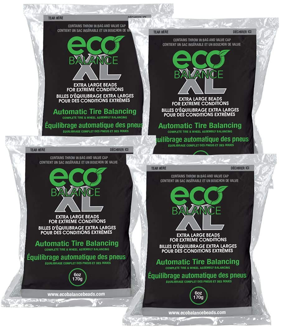 Eco Balance XL beads four-pack bags ready for on-tire balancing and durable performance