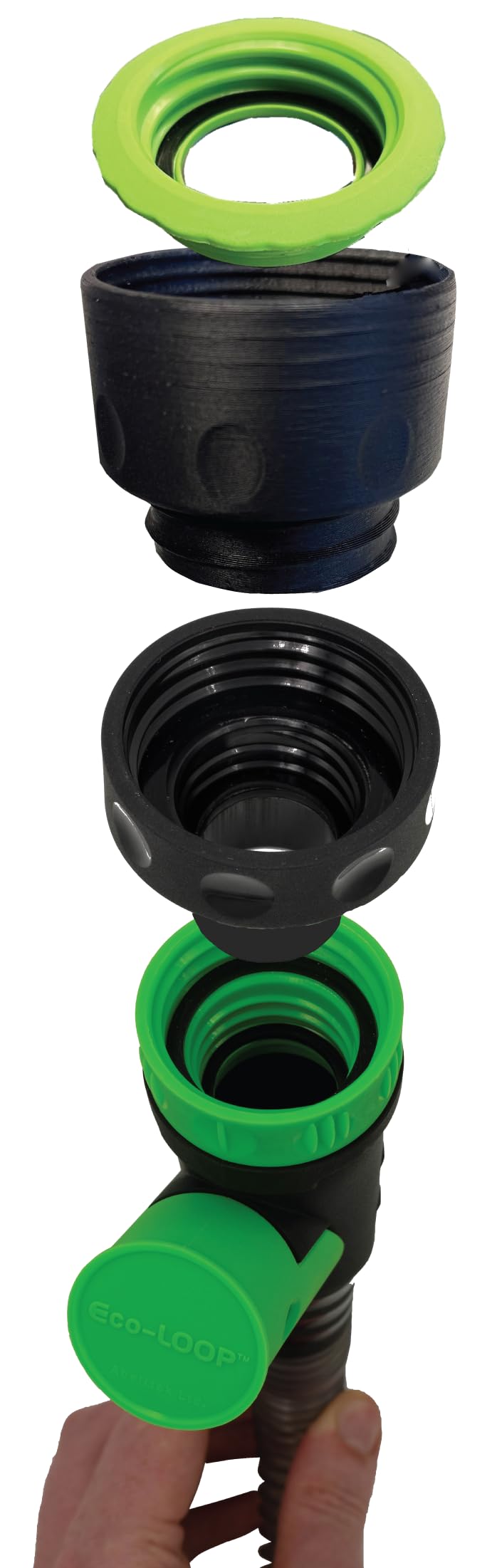 Eco-Loop 29-inch hose flexibility supports upright or awkward pouring angles.