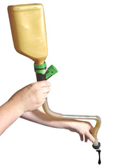 Eco-Loop screw-on oil filler assembly enables spill-free pouring and secure bottle attachment.