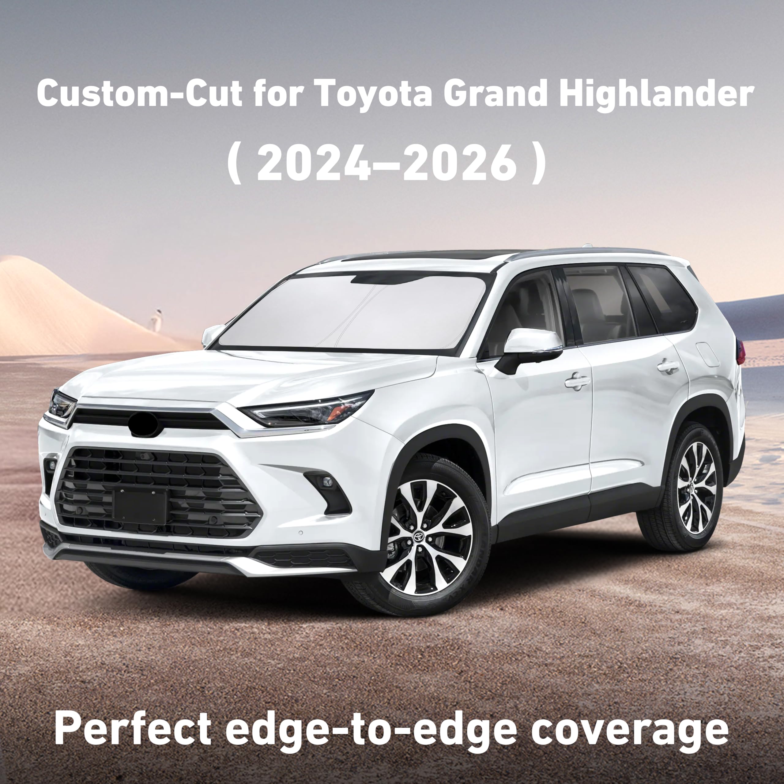 EcoNour UV-Blocking windshield shade reduces UVA/UVB exposure in Grand Highlander.