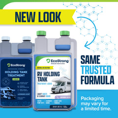Eco Strong RV Toilet Treatment pour spout enables easy dosing for tank maintenance.