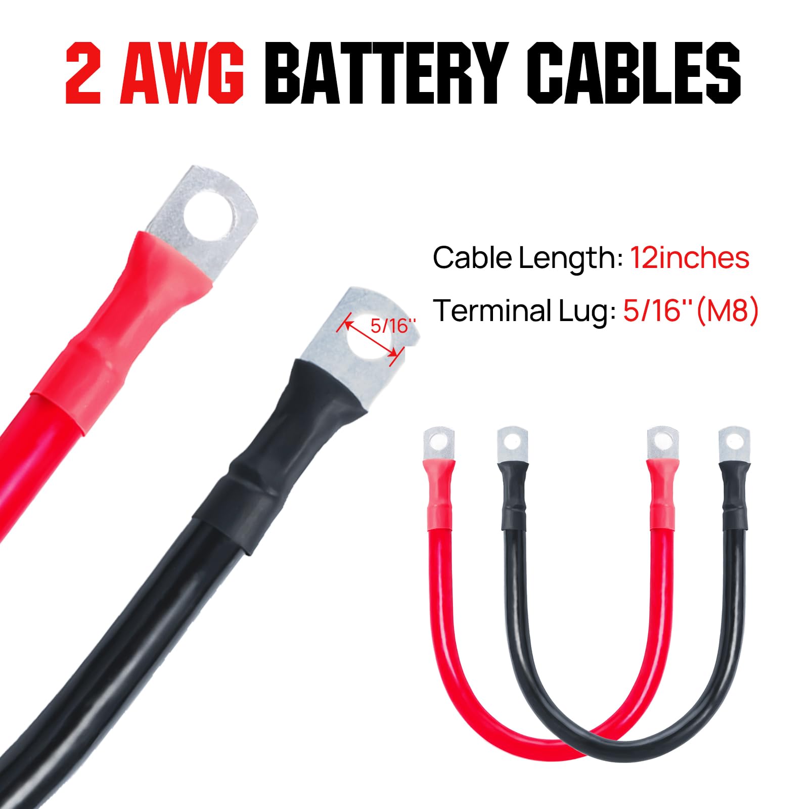Eco-Worthy 2AWG negative black battery cable for reliable grounding.