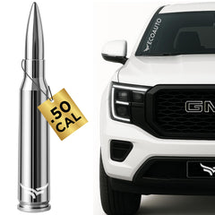 EcoAuto 50 Cal Bullet Antenna front view for Silverado enhances rugged truck styling