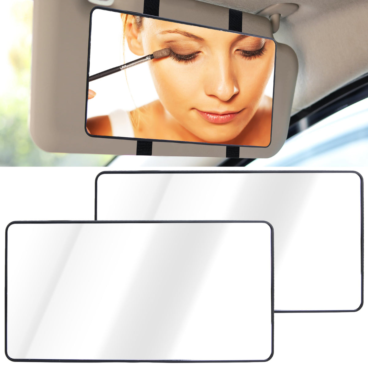 ecocstm car sun visor mirror with strap for quick makeup touchups on the go