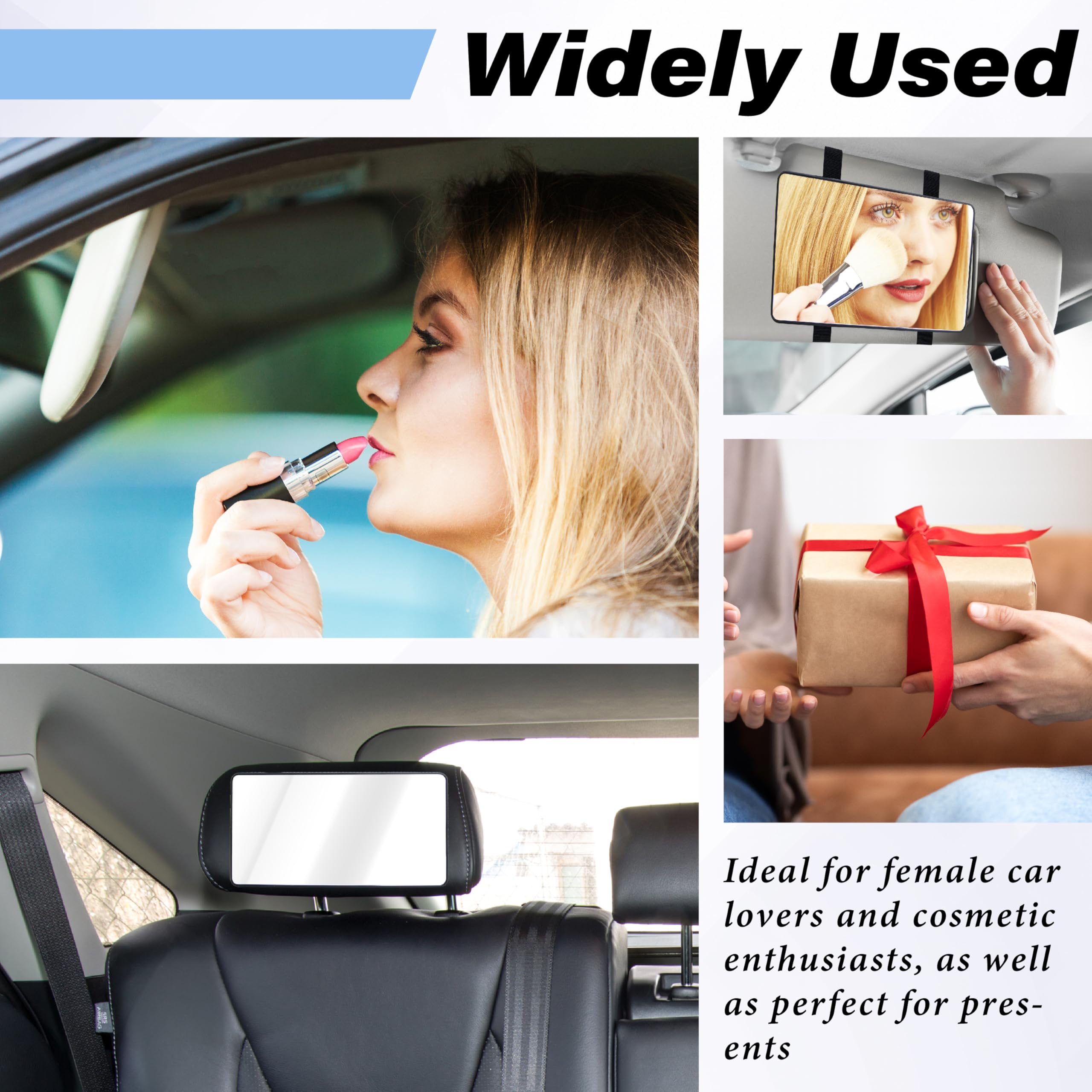 ecocstm compact visor mirror 0.35 inch profile preserves visor functionality while traveling