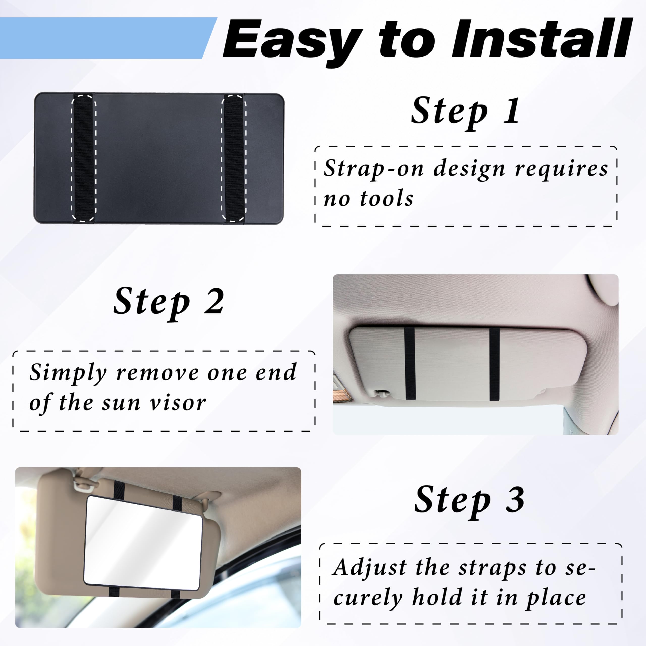 ecocstm easy-strap installation for tool-free setup on your visor