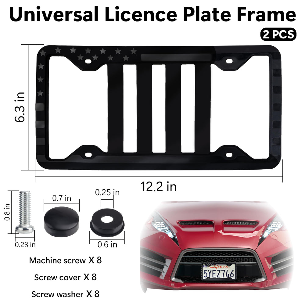 ecocstm black american flag design license frame adds patriotic flair and protection.