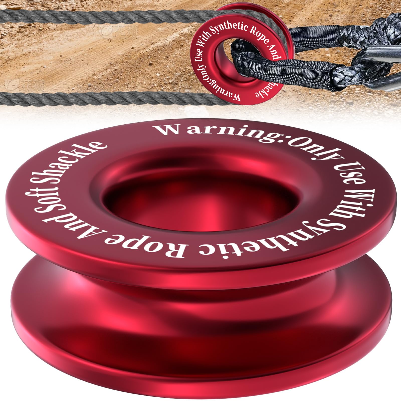 ecocstm winch snatch ring shown with 3.86 inch diameter for heavy-duty vehicle recovery