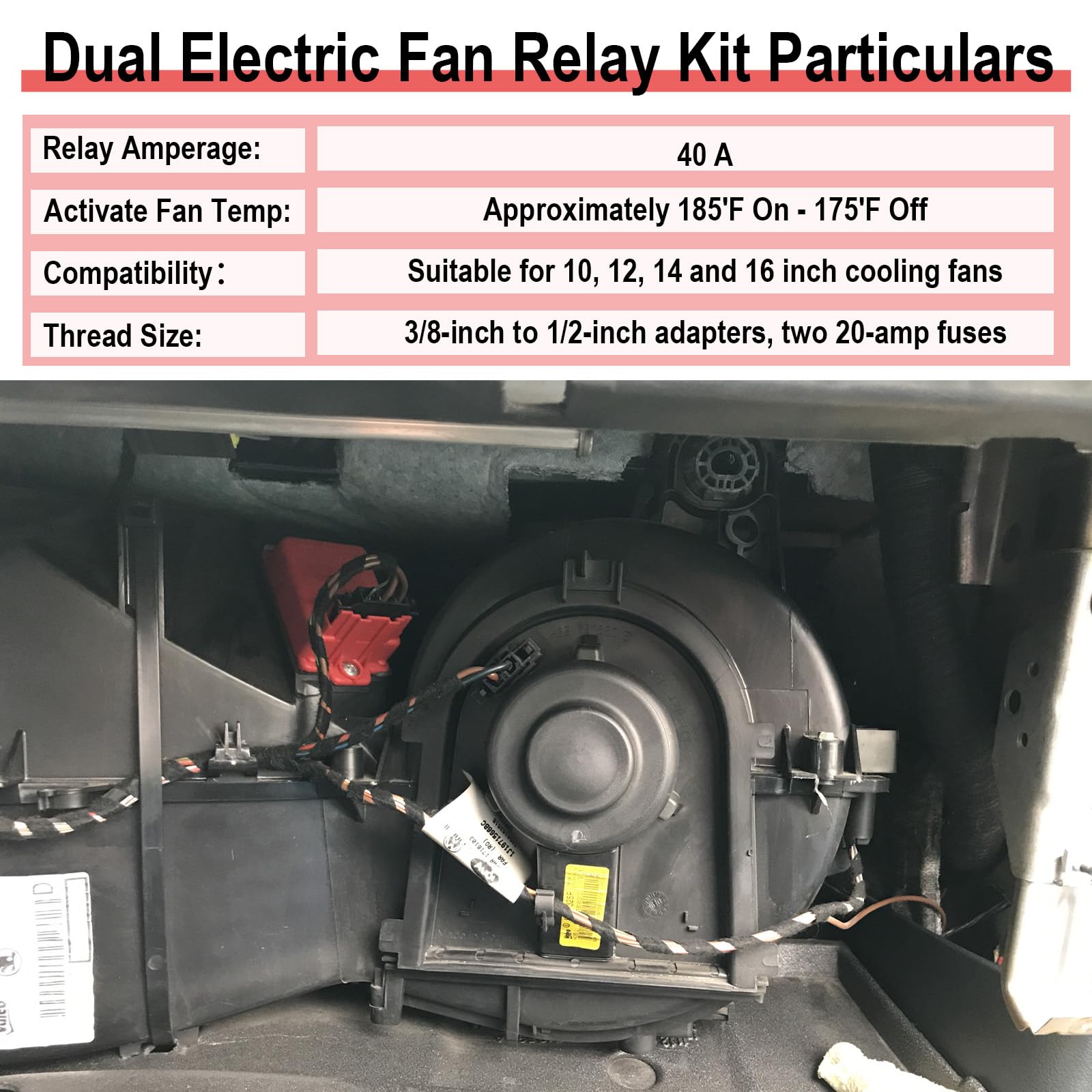 ecocstm wiring harness shows durable wiring for stable electric fan operation.
