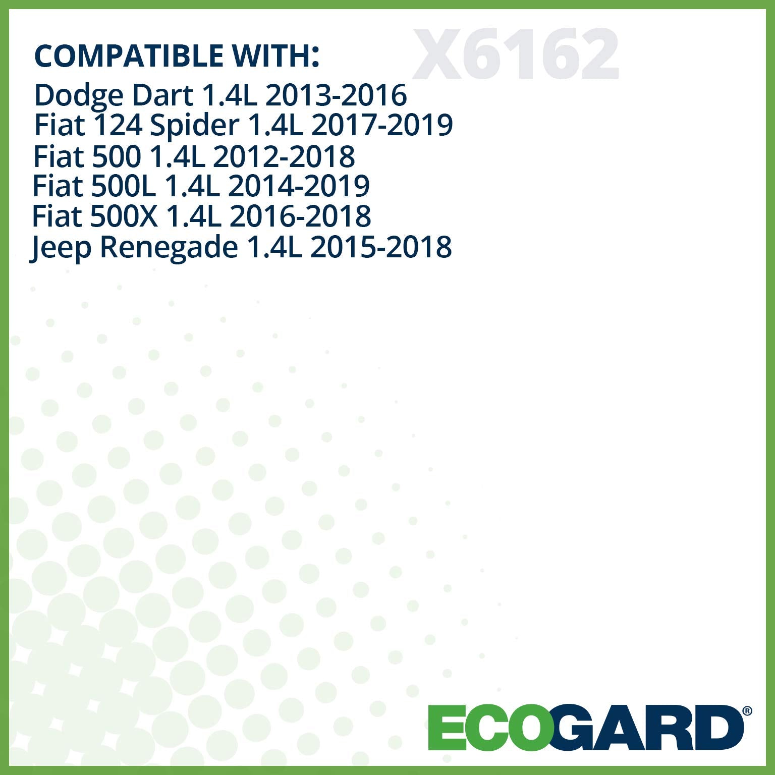 ECOGARD X6162 o rings included for easy, seal-tight installation