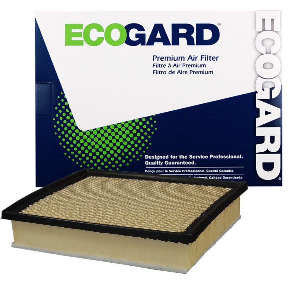 ECOGARD XA10242 air filter box close-up showing ready-to-fit packaging.