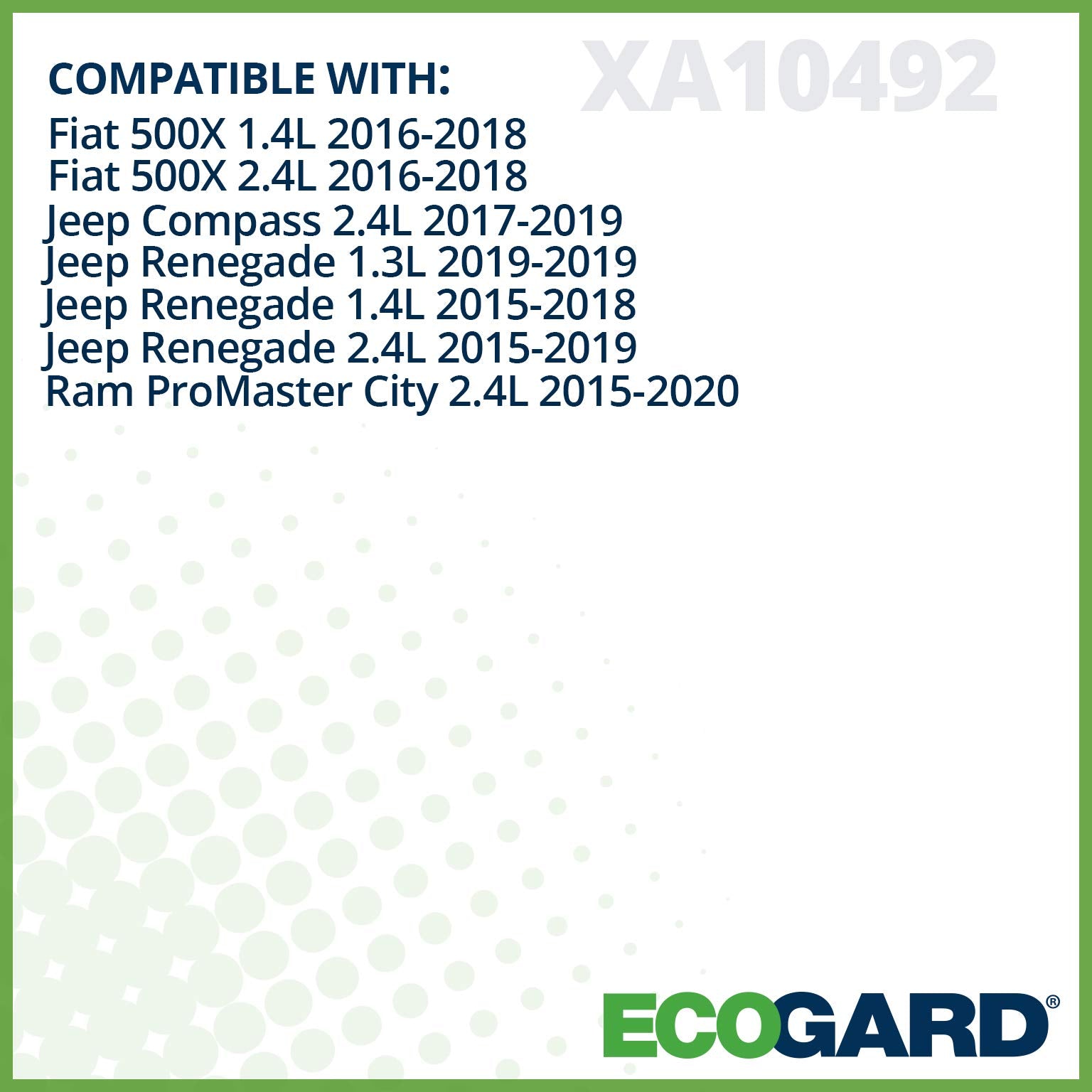 Installed ECOGARD XA10492 air filter in a Jeep engine bay for clean air flow.