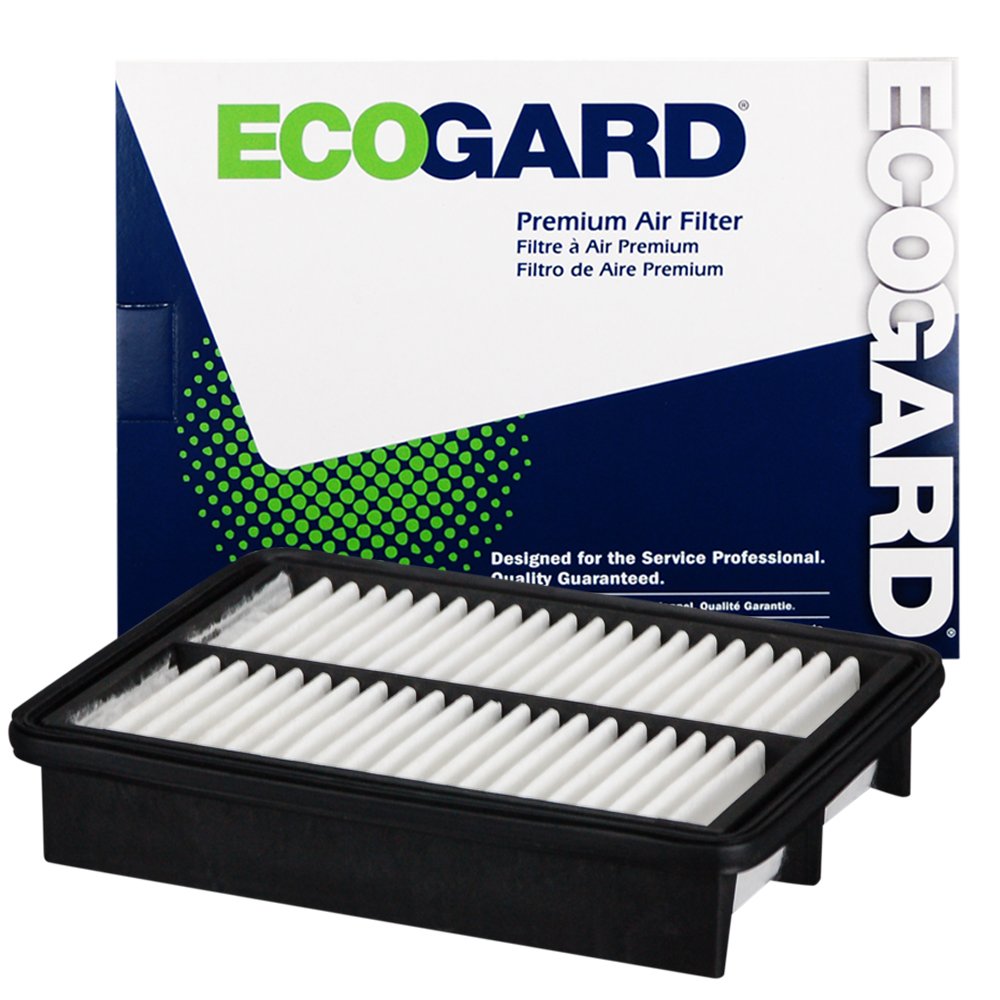 ECOGARD XA10600 engine air filter, front view, easy-fit design for Mazda and Toyota vehicles.