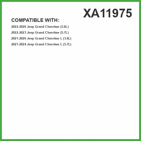 ECOGARD XA11975 compatibility chart shows Jeep Grand Cherokee L fit.