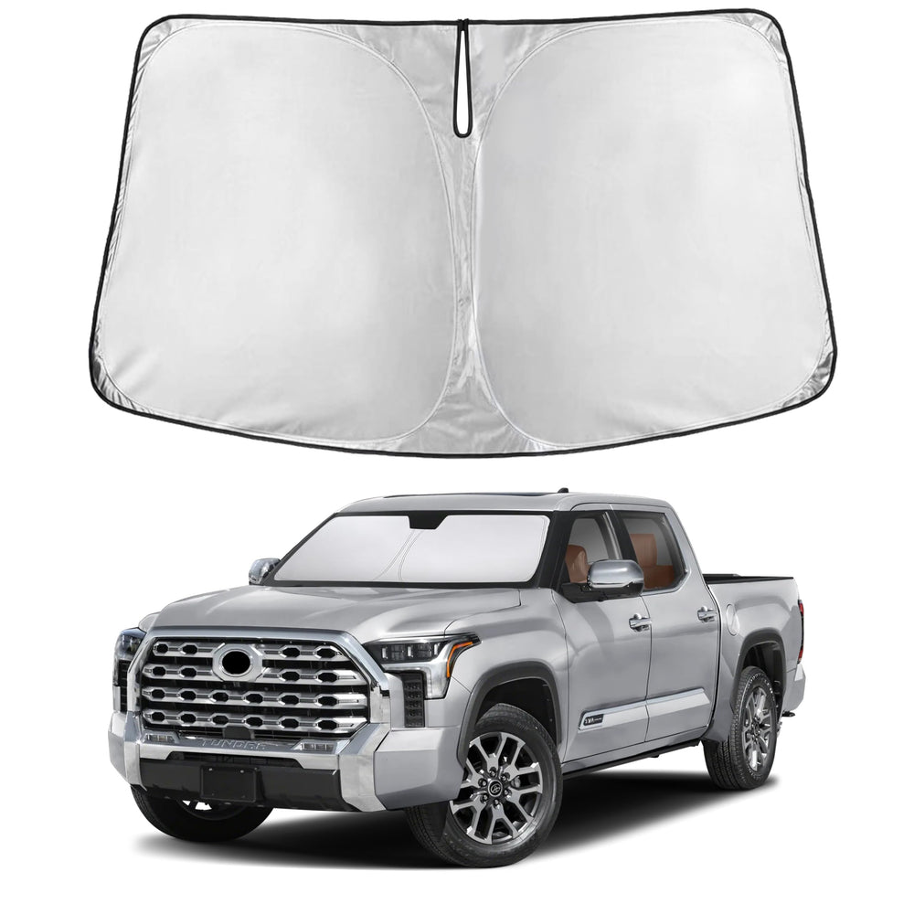 EcoNour tundra sunshade front view showcases full windshield coverage for superior sun protection