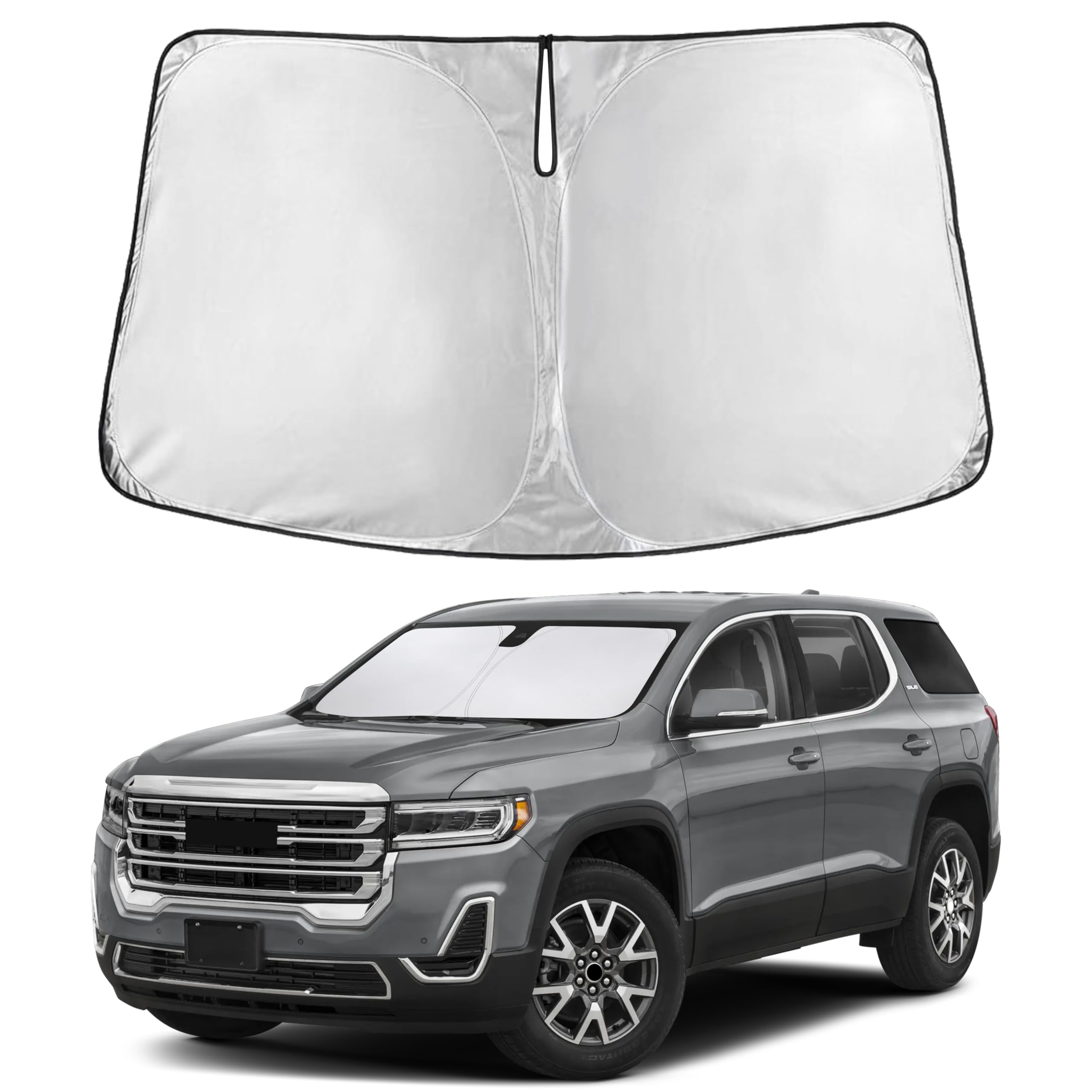EcoNour Acadia windshield sunshade front coverage blocks glare and heat.
